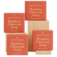 Faithful to Nature Bamboo Charcoal Soap Rose Geranium x 4